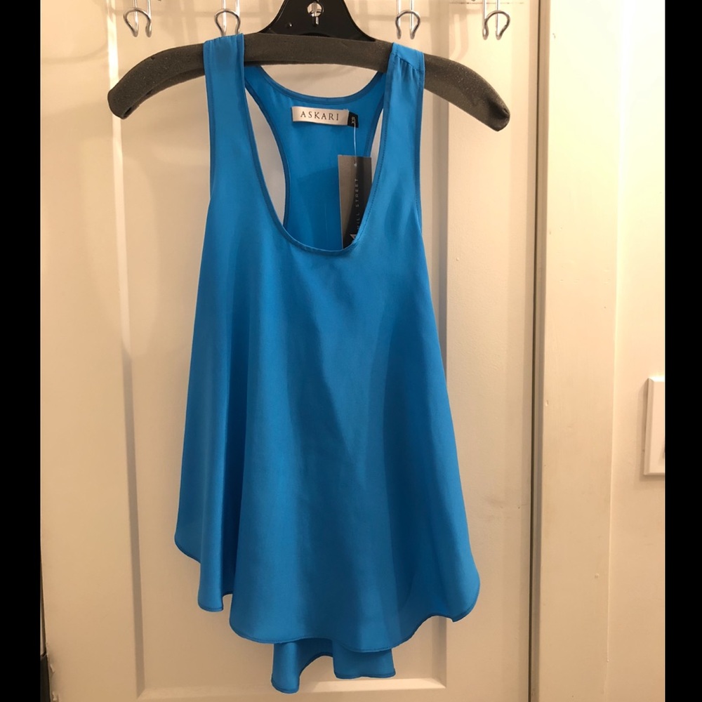 NWT! Askari Racerback 100% Silk Tank - Blue XS